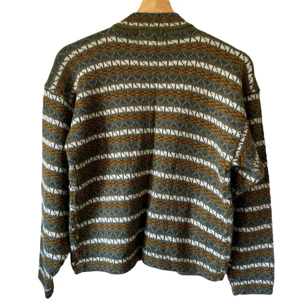 The Alpaca Connection Peru Handmade Stripped Button Front Cardigan Pockets - Picture 2 of 16